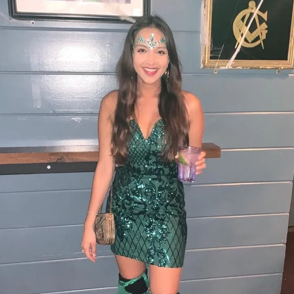 pretty little things emerald green dress Mismatched Emerald Green Mermaid Most Popular Wedding Guest Dress, Lon –  bridalsew main image 1